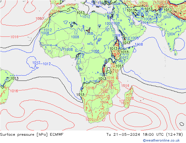 Luchtdruk (Grond) ECMWF di 21.05.2024 18 UTC