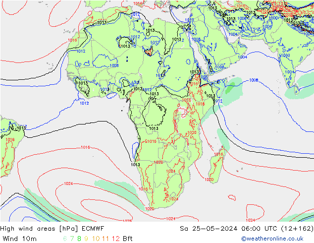 High wind areas ECMWF sáb 25.05.2024 06 UTC