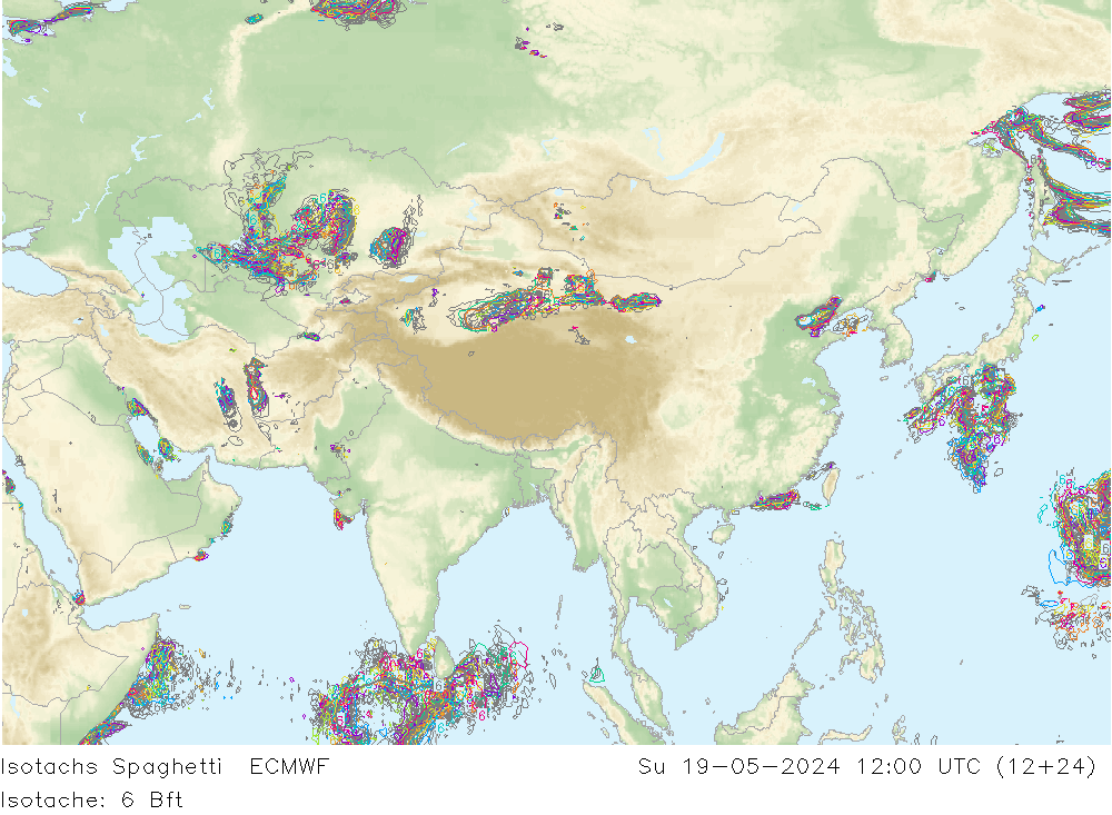 Isotachs Spaghetti ECMWF Su 19.05.2024 12 UTC