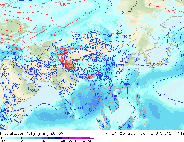 Yağış (6h) ECMWF Cu 24.05.2024 12 UTC