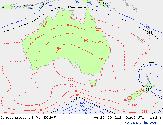 Bodendruck ECMWF Mi 22.05.2024 00 UTC