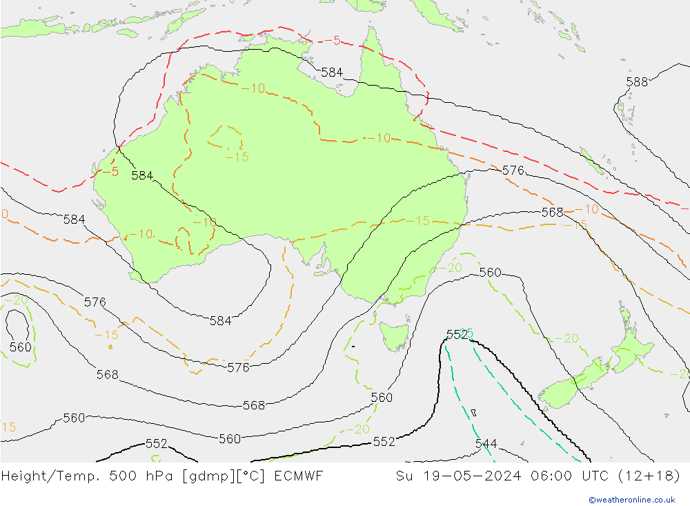 Height/Temp. 500 hPa ECMWF nie. 19.05.2024 06 UTC