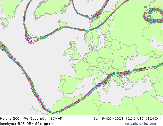 Géop. 500 hPa Spaghetti ECMWF dim 19.05.2024 12 UTC