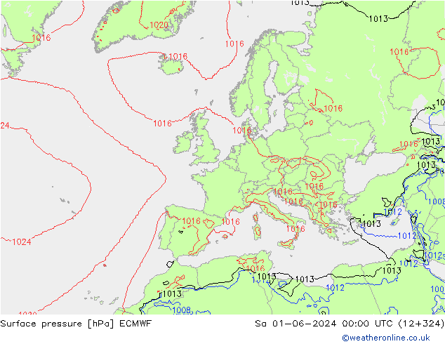 Luchtdruk (Grond) ECMWF za 01.06.2024 00 UTC