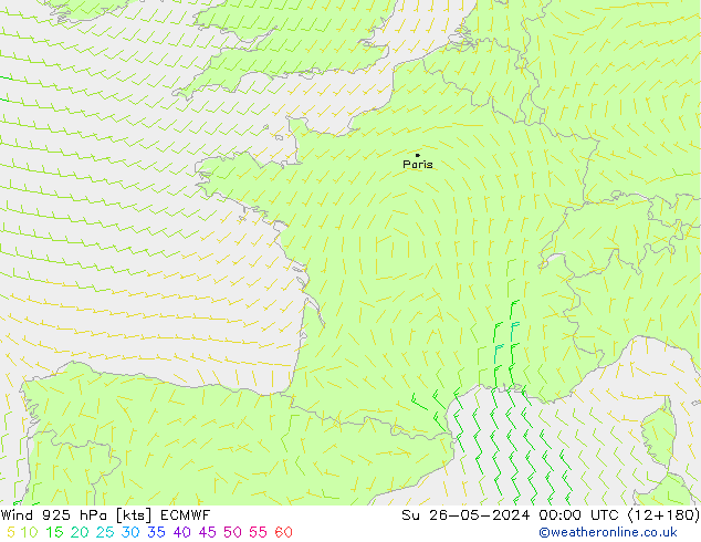 wiatr 925 hPa ECMWF nie. 26.05.2024 00 UTC