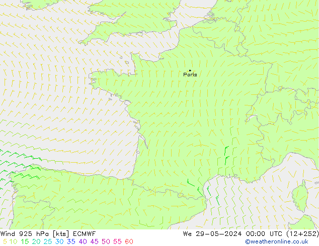 wiatr 925 hPa ECMWF śro. 29.05.2024 00 UTC