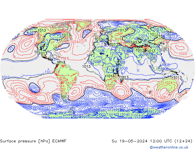 Bodendruck ECMWF So 19.05.2024 12 UTC