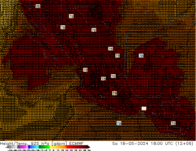 Hoogte/Temp. 925 hPa ECMWF za 18.05.2024 18 UTC