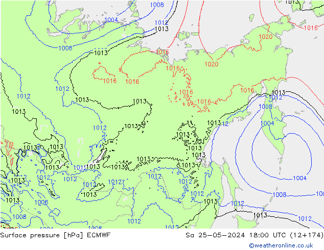 Pressione al suolo ECMWF sab 25.05.2024 18 UTC