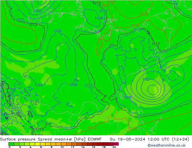 Bodendruck Spread ECMWF So 19.05.2024 12 UTC