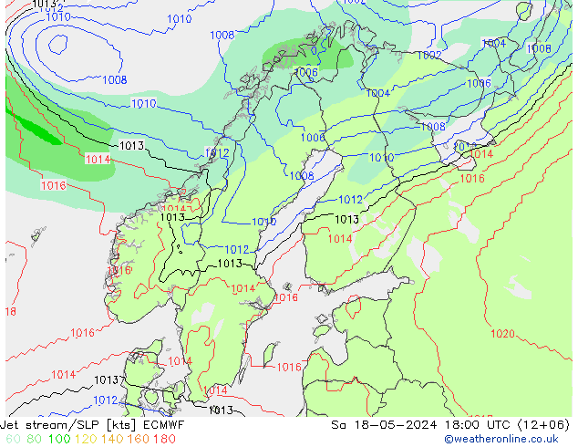 Polarjet/Bodendruck ECMWF Sa 18.05.2024 18 UTC