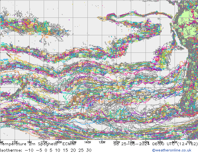 Temperature 2m Spaghetti ECMWF So 25.05.2024 06 UTC