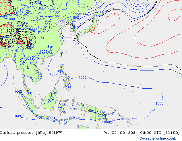 ciśnienie ECMWF śro. 22.05.2024 06 UTC