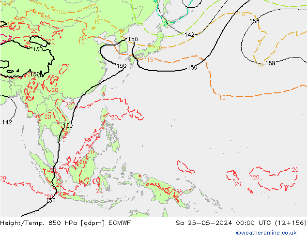 Height/Temp. 850 гПа ECMWF сб 25.05.2024 00 UTC