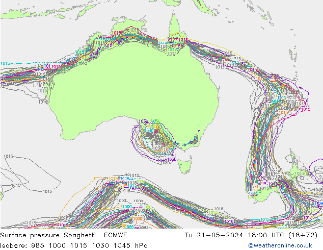 Surface pressure Spaghetti ECMWF Tu 21.05.2024 18 UTC