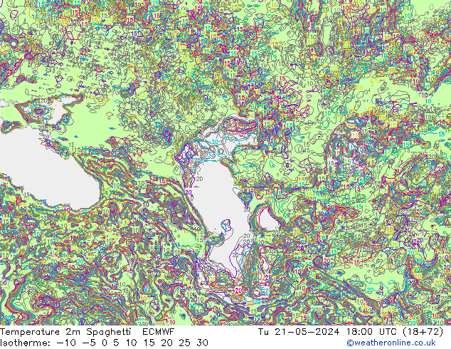 Sıcaklık Haritası 2m Spaghetti ECMWF Sa 21.05.2024 18 UTC