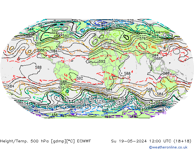 Height/Temp. 500 hPa ECMWF Su 19.05.2024 12 UTC