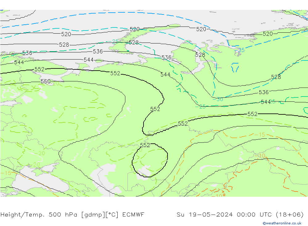 Height/Temp. 500 hPa ECMWF Dom 19.05.2024 00 UTC