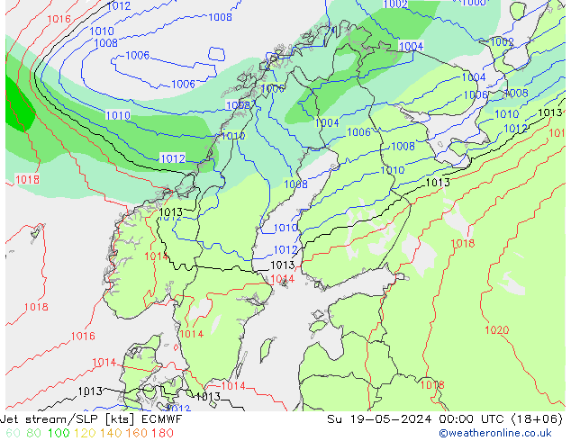 Polarjet/Bodendruck ECMWF So 19.05.2024 00 UTC