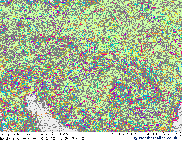 mapa temperatury 2m Spaghetti ECMWF czw. 30.05.2024 12 UTC