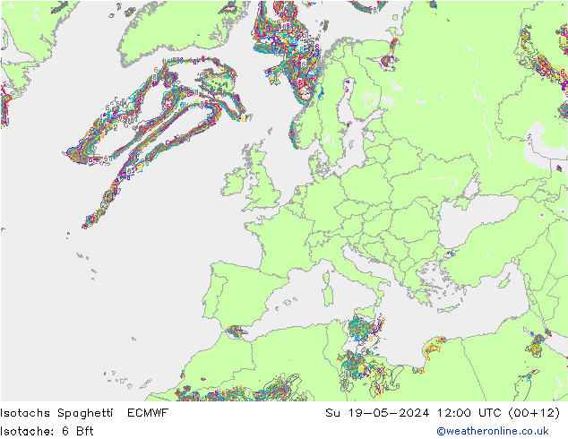 Eşrüzgar Hızları Spaghetti ECMWF Paz 19.05.2024 12 UTC