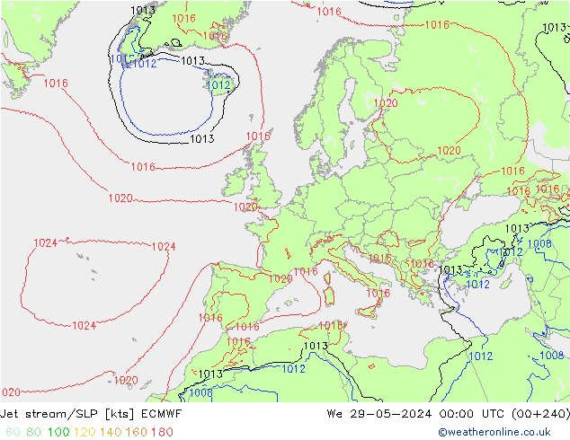 Polarjet/Bodendruck ECMWF Mi 29.05.2024 00 UTC