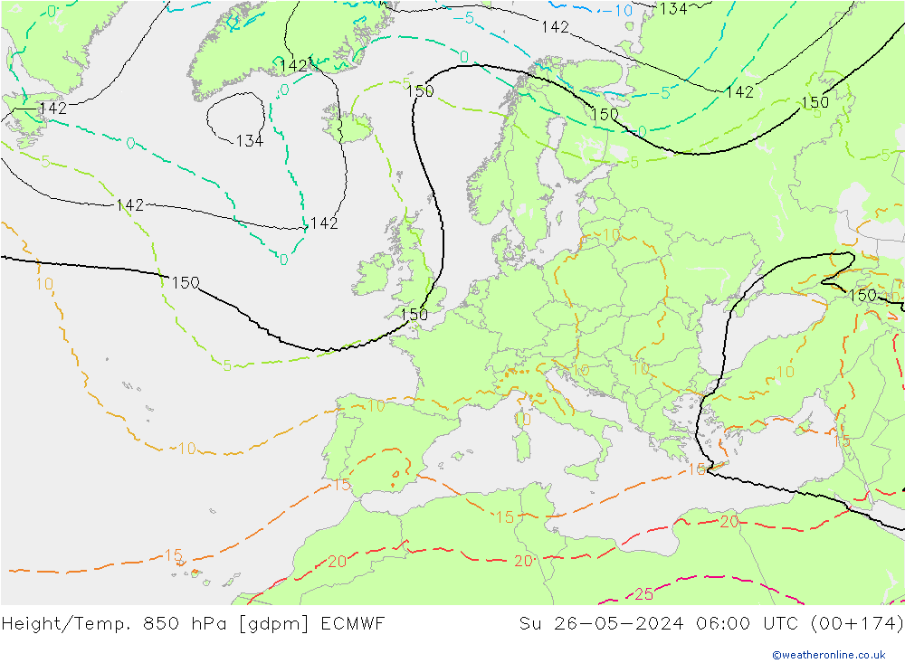 Height/Temp. 850 hPa ECMWF Su 26.05.2024 06 UTC