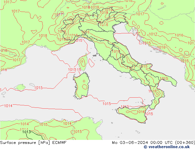 Atmosférický tlak ECMWF Po 03.06.2024 00 UTC