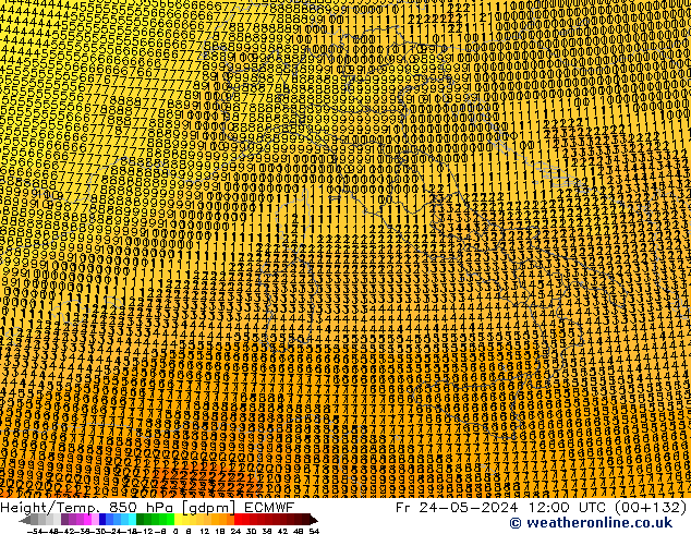 Height/Temp. 850 hPa ECMWF Fr 24.05.2024 12 UTC