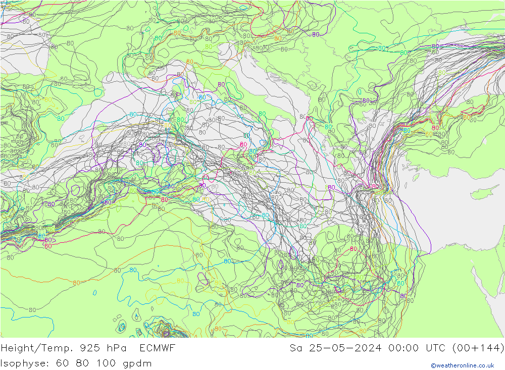 Height/Temp. 925 hPa ECMWF So 25.05.2024 00 UTC