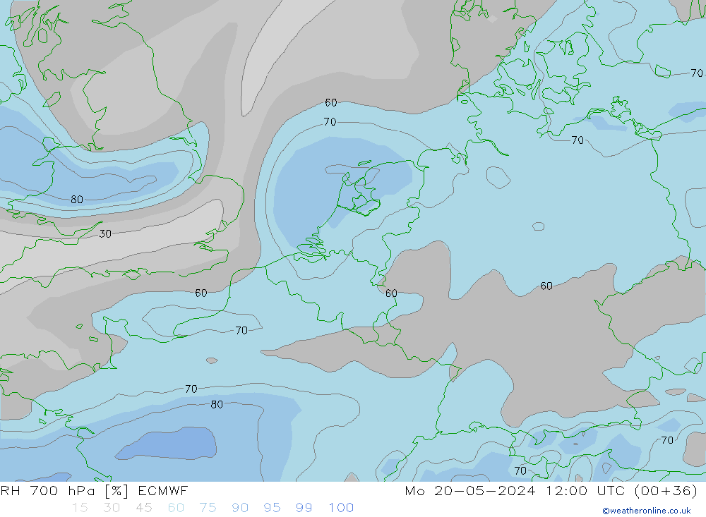 RH 700 hPa ECMWF Mo 20.05.2024 12 UTC