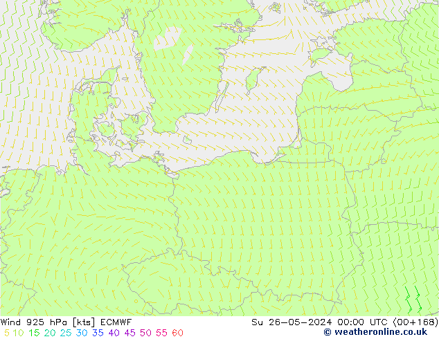 Wind 925 hPa ECMWF Su 26.05.2024 00 UTC