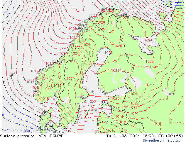 ciśnienie ECMWF wto. 21.05.2024 18 UTC