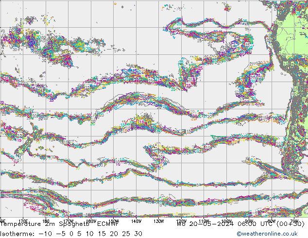 Temperature 2m Spaghetti ECMWF Po 20.05.2024 06 UTC