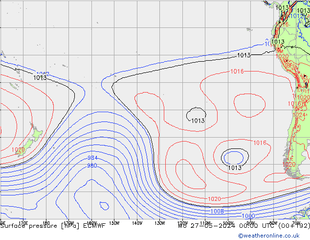 ciśnienie ECMWF pon. 27.05.2024 00 UTC