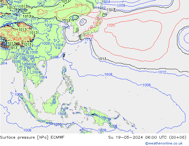 Surface pressure ECMWF Su 19.05.2024 06 UTC