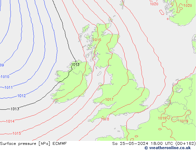 pression de l'air ECMWF sam 25.05.2024 18 UTC