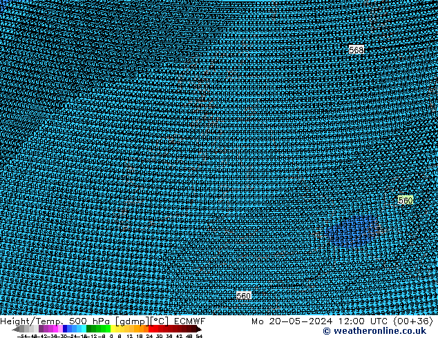 Hoogte/Temp. 500 hPa ECMWF ma 20.05.2024 12 UTC