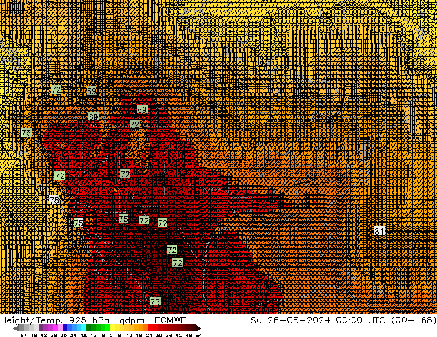 Height/Temp. 925 гПа ECMWF Вс 26.05.2024 00 UTC