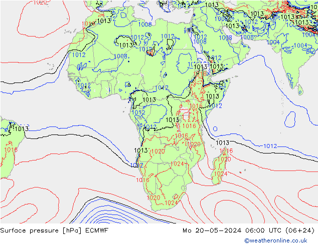 Luchtdruk (Grond) ECMWF ma 20.05.2024 06 UTC