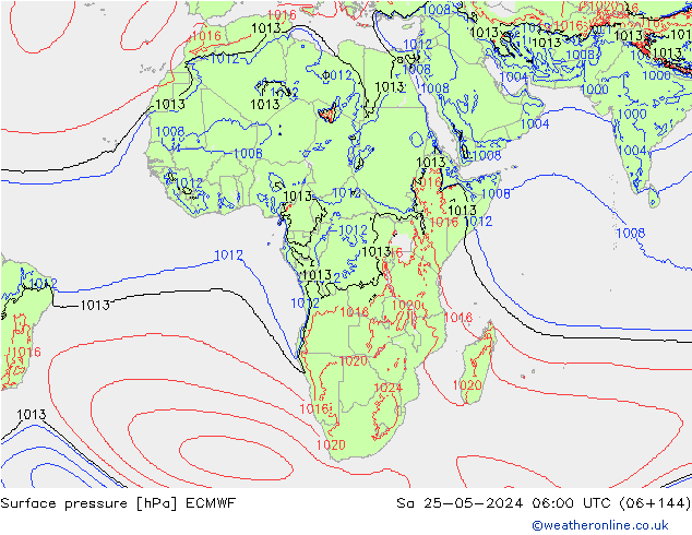 Atmosférický tlak ECMWF So 25.05.2024 06 UTC