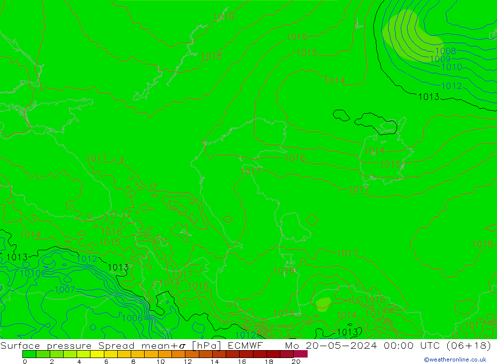 Surface pressure Spread ECMWF Mo 20.05.2024 00 UTC