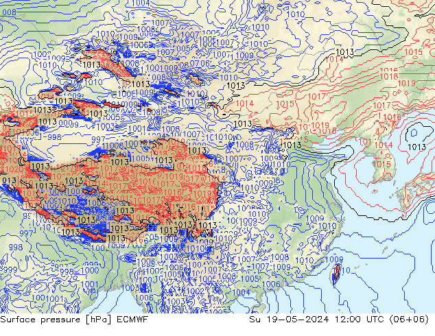 地面气压 ECMWF 星期日 19.05.2024 12 UTC