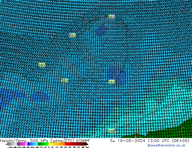 Géop./Temp. 500 hPa ECMWF dim 19.05.2024 12 UTC