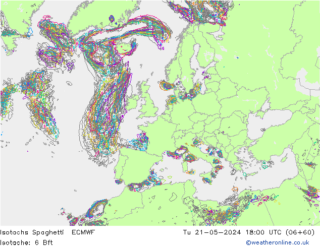 Isotachen Spaghetti ECMWF di 21.05.2024 18 UTC
