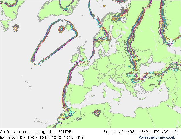 Yer basıncı Spaghetti ECMWF Paz 19.05.2024 18 UTC