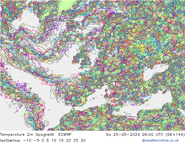 карта температуры Spaghetti ECMWF сб 25.05.2024 06 UTC
