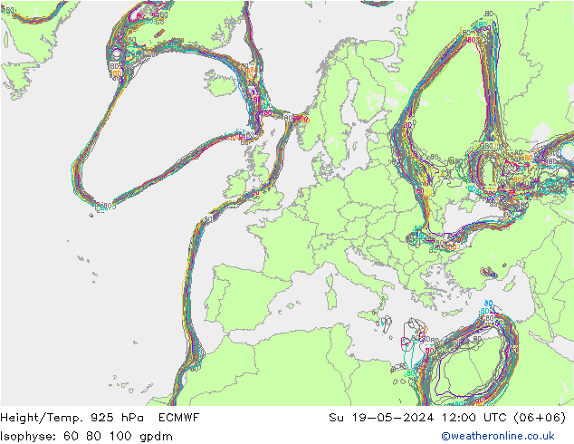 Height/Temp. 925 hPa ECMWF 星期日 19.05.2024 12 UTC
