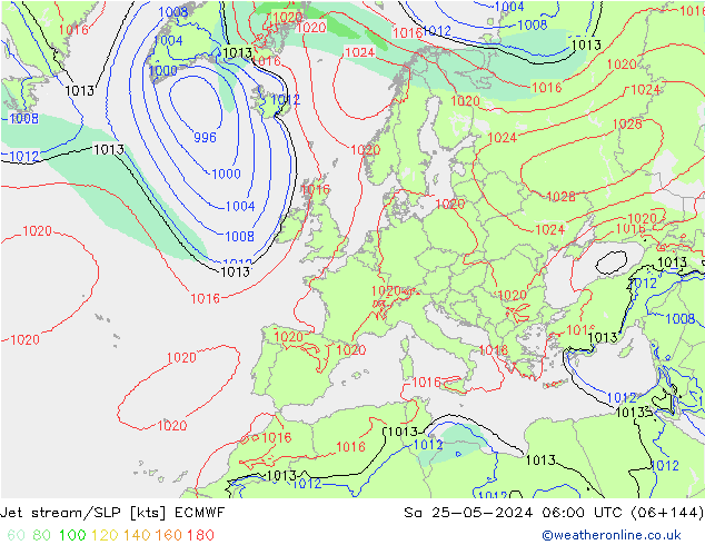 Polarjet/Bodendruck ECMWF Sa 25.05.2024 06 UTC