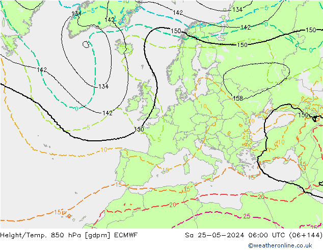Height/Temp. 850 hPa ECMWF sab 25.05.2024 06 UTC